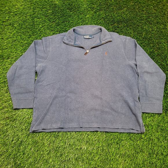 Polo by Ralph Lauren Quarter Zip Sweater Mens XL Classic Fit Bluish Gray - Picture 1 of 6